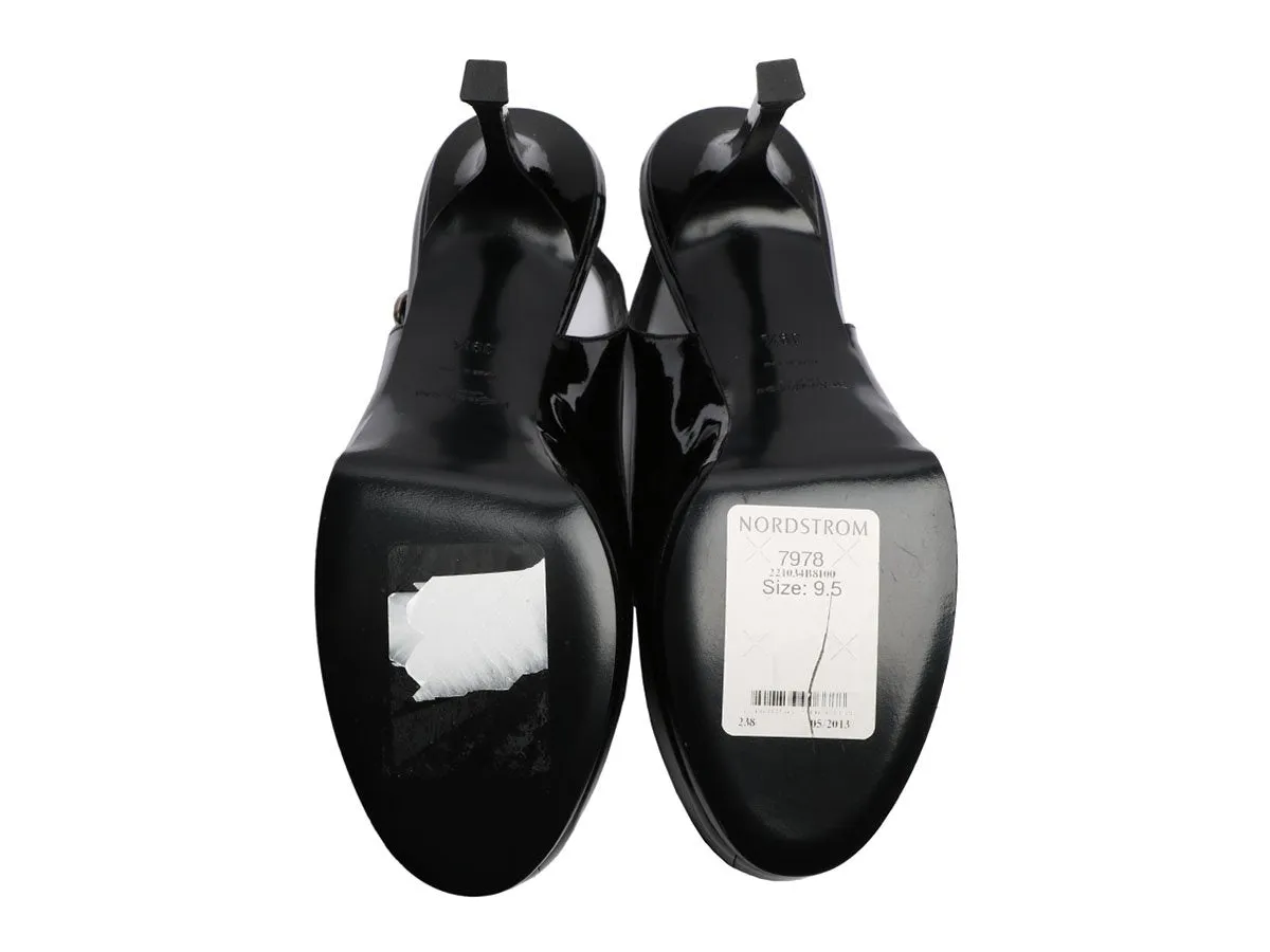 YSL Black Patent Platform Slingback Pumps